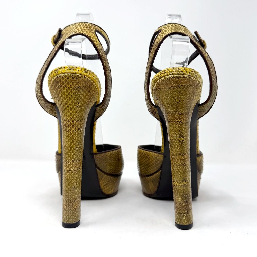 Gucci Python Platform Pumps Yellow Python Heels 3… - image 4